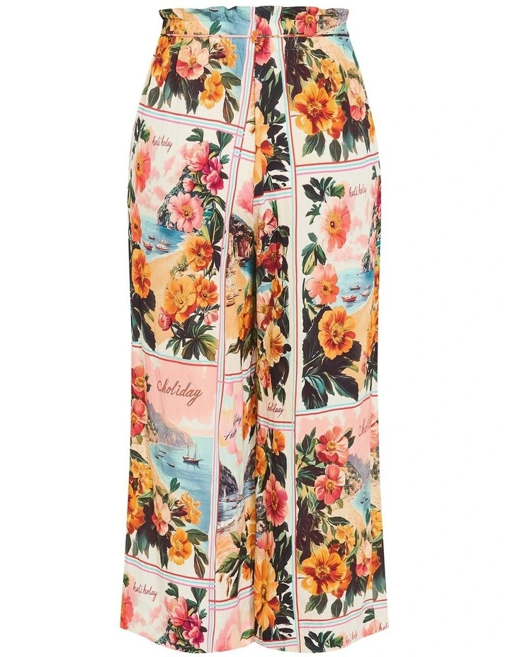 Print Wide Leg Pant in Cream image 4