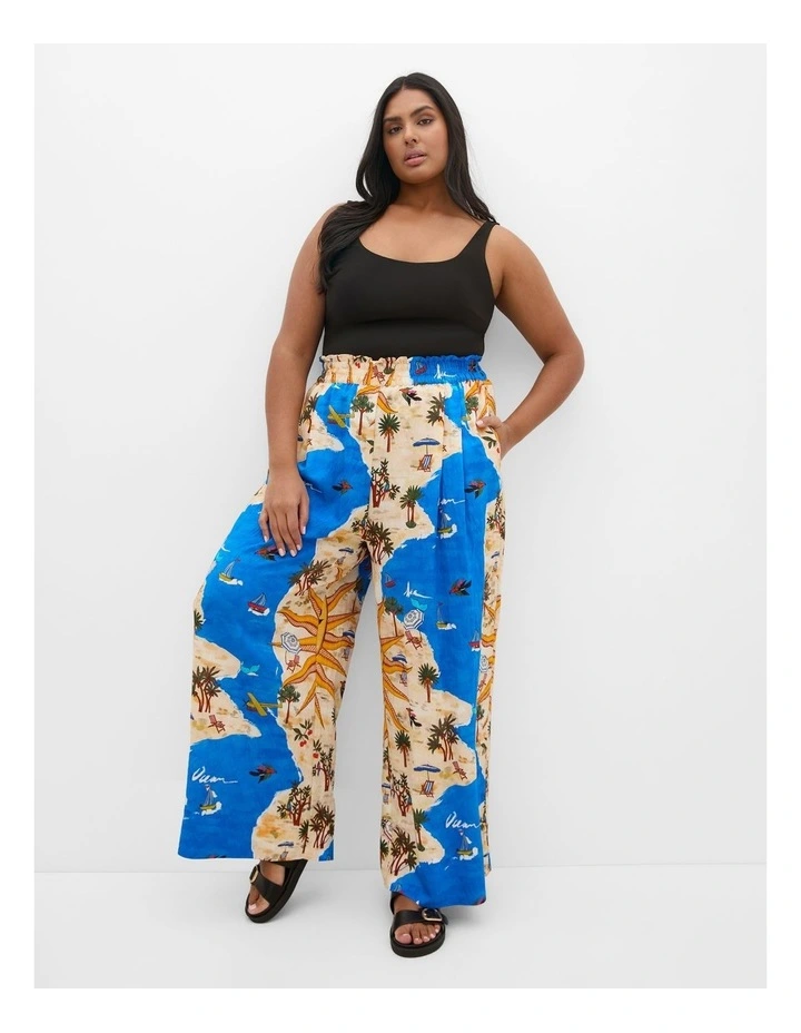 Placement Print Pant in Blue image 1