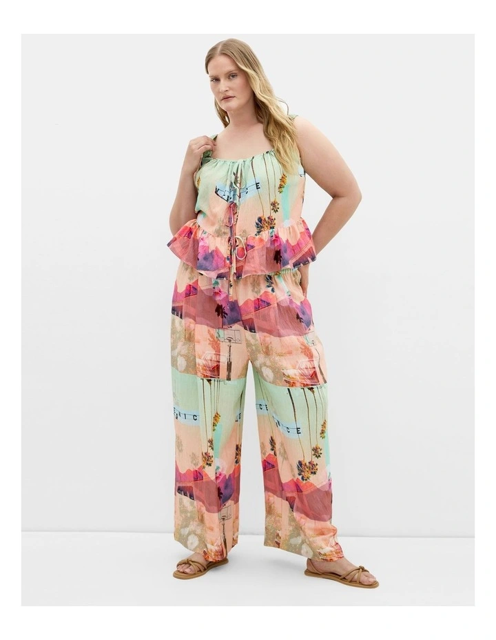 Placement Print Pant in Pink image 1