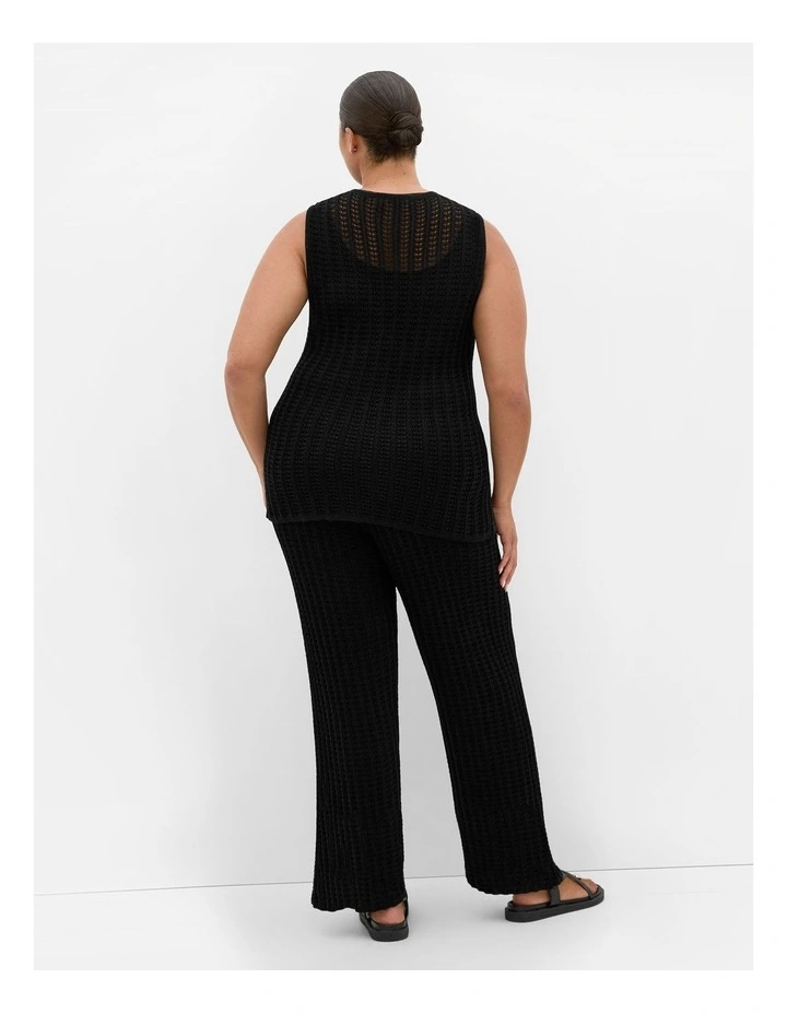 Crochet Knit Tie Vest in Black image 2