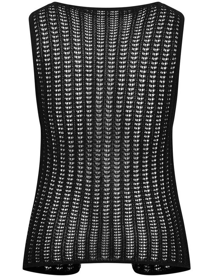 Crochet Knit Tie Vest in Black image 4