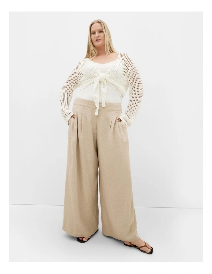 Crochet Tie Front Cover Up in Ivory image 1