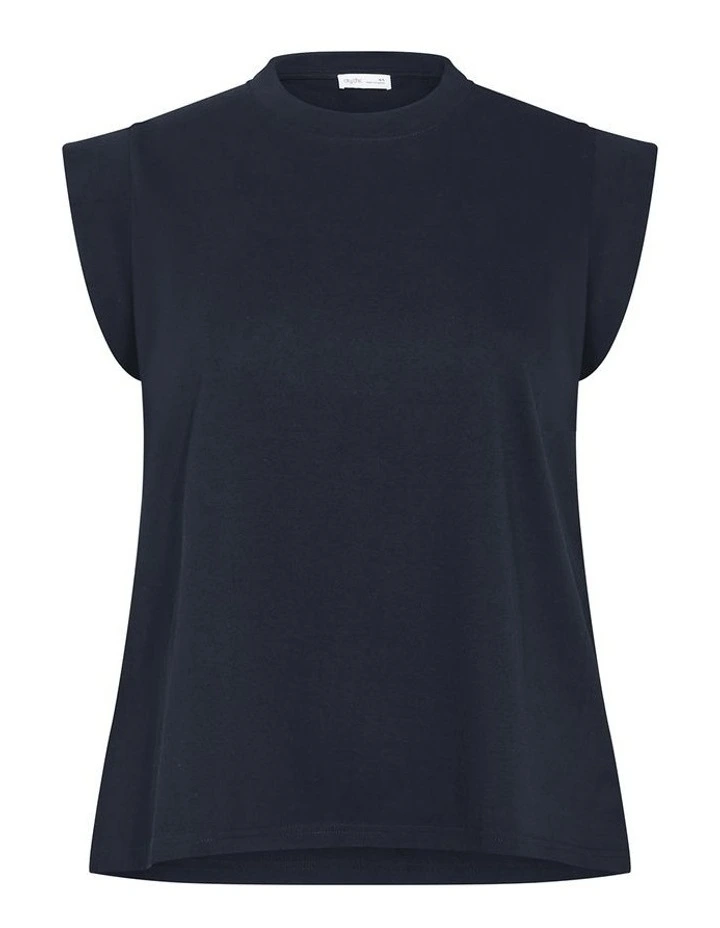 Crew Neck Tank Top in Navy image 3