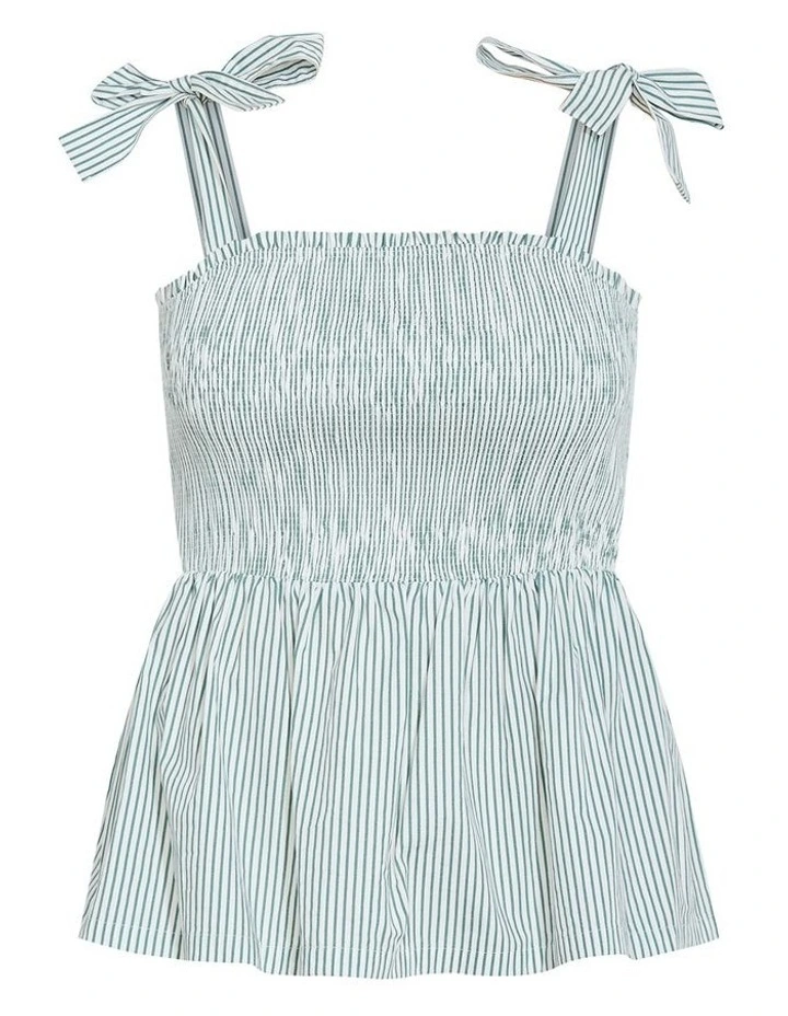 Cora Stripe Top in Sage image 3
