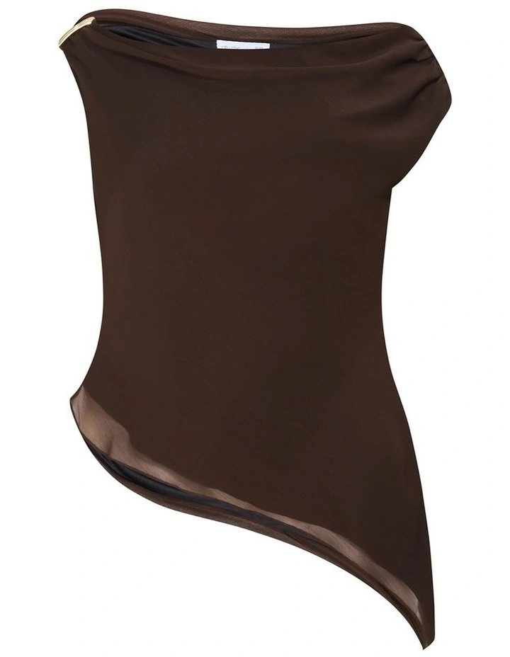 Skyla Off Shoulder Top in Chocolate image 3