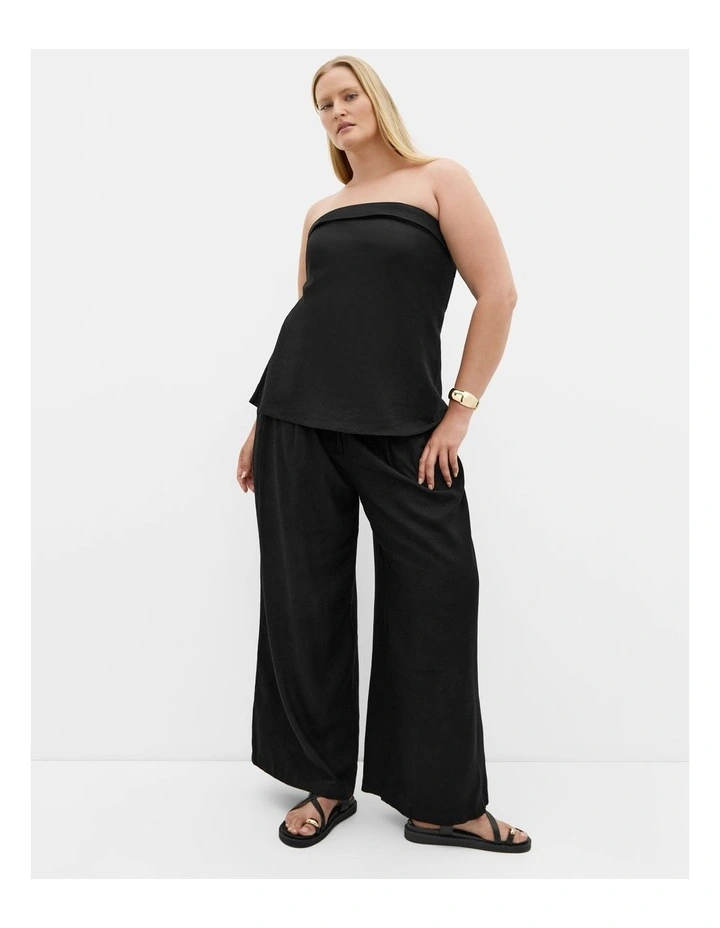 Holly Strapless Linen Top in Black image 1