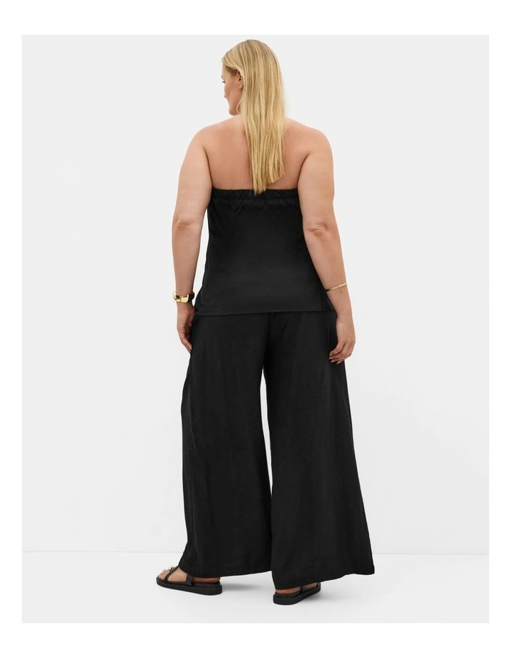 Holly Strapless Linen Top in Black image 2