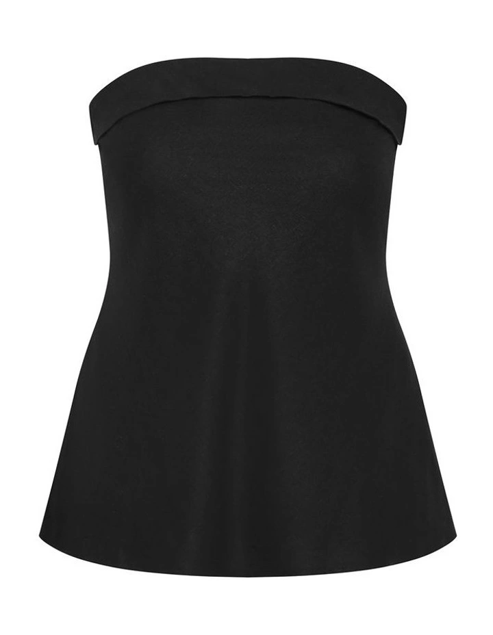 Holly Strapless Linen Top in Black image 3