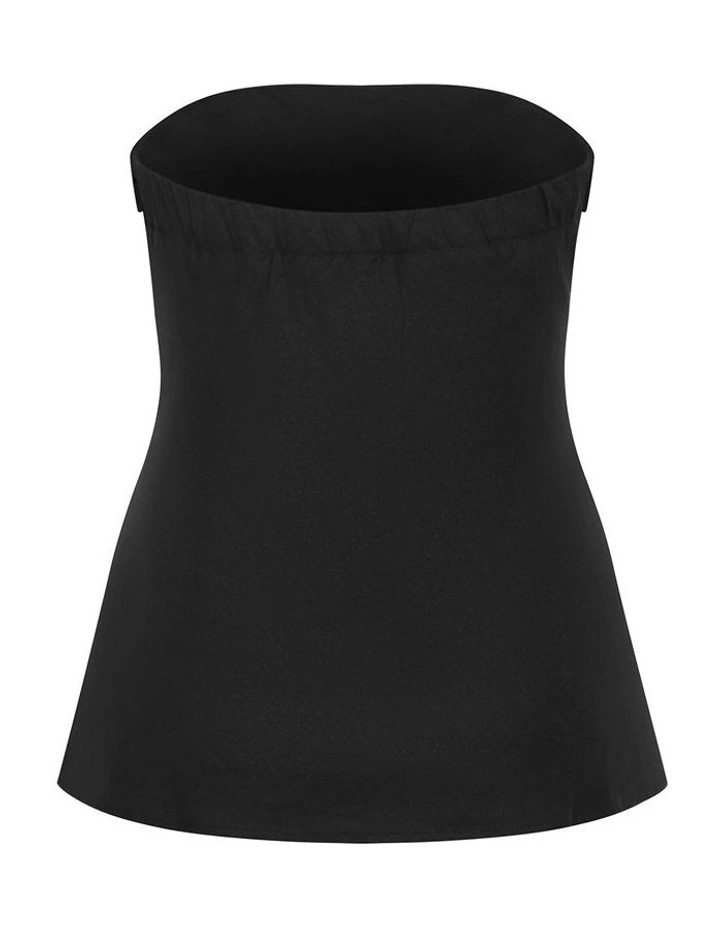 Holly Strapless Linen Top in Black image 4