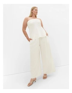 Holly Strapless Linen Top in Ivory