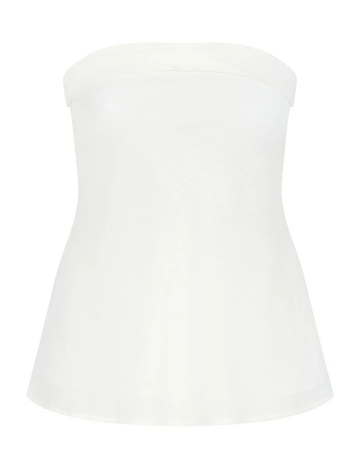 Holly Strapless Linen Top in Ivory image 3