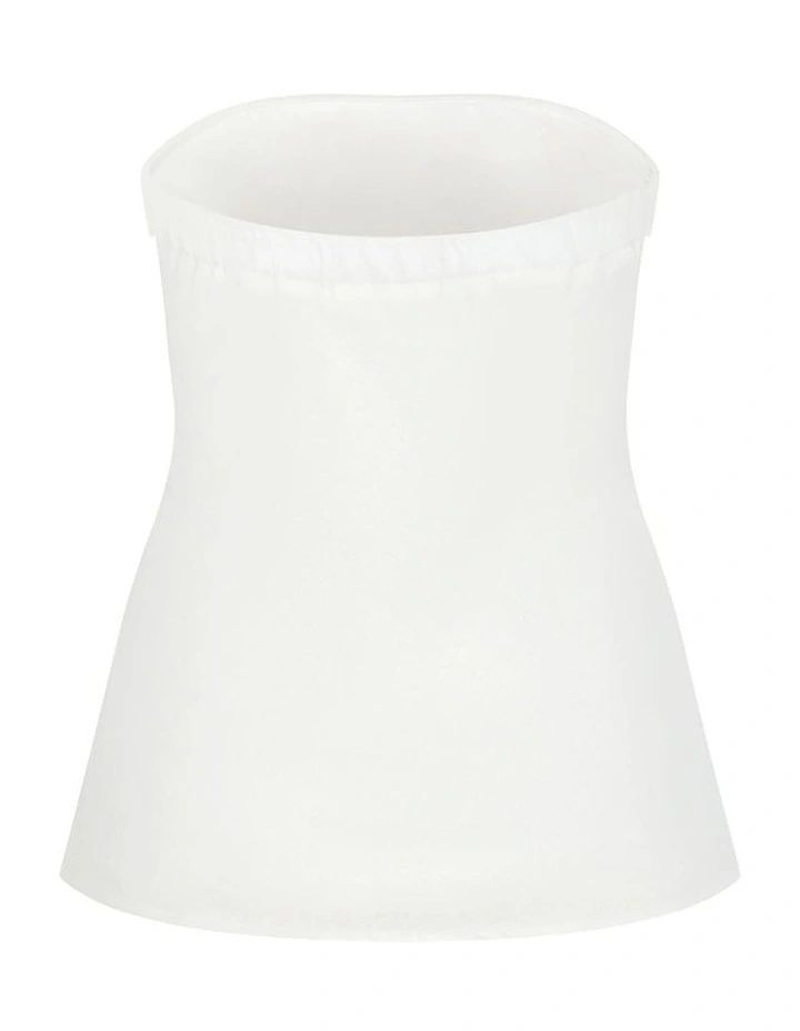 Holly Strapless Linen Top in Ivory image 4