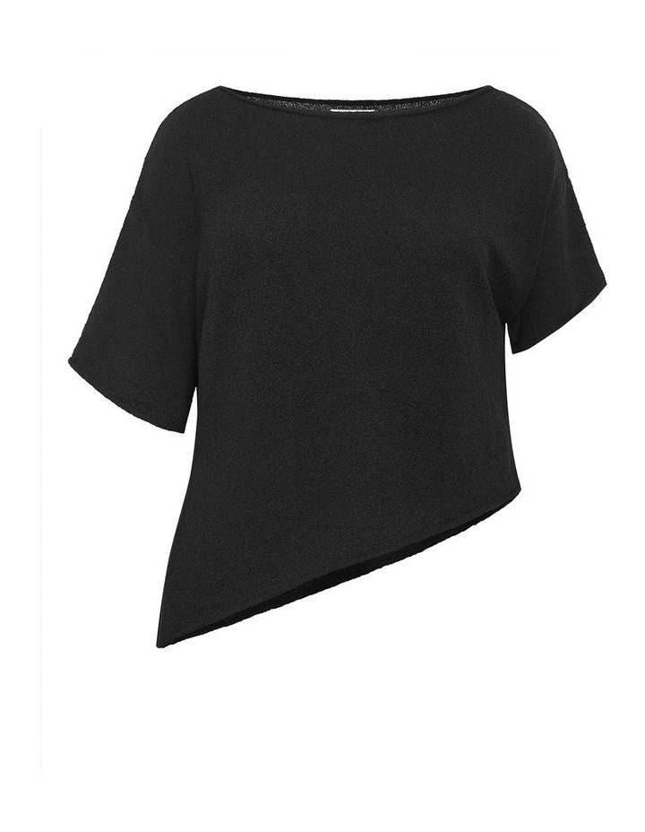 One Shoulder Knit Top in Black image 3