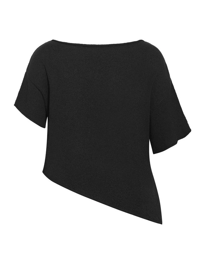 One Shoulder Knit Top in Black image 4