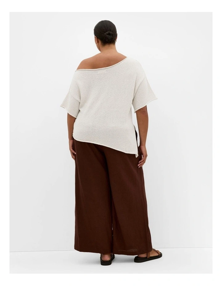 One Shoulder Knit Top in Natural image 2