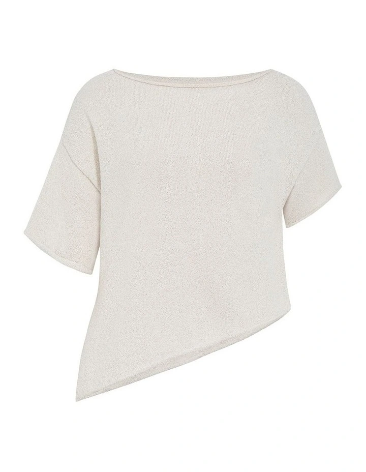 One Shoulder Knit Top in Natural image 3