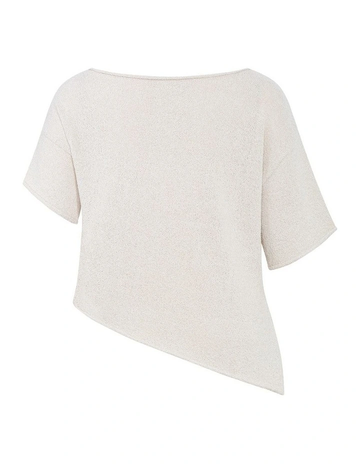 One Shoulder Knit Top in Natural image 4