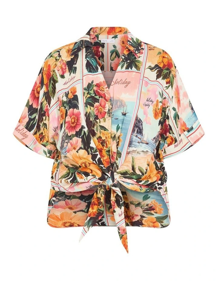 Aloha Print Postcard Shirt in Multi image 3