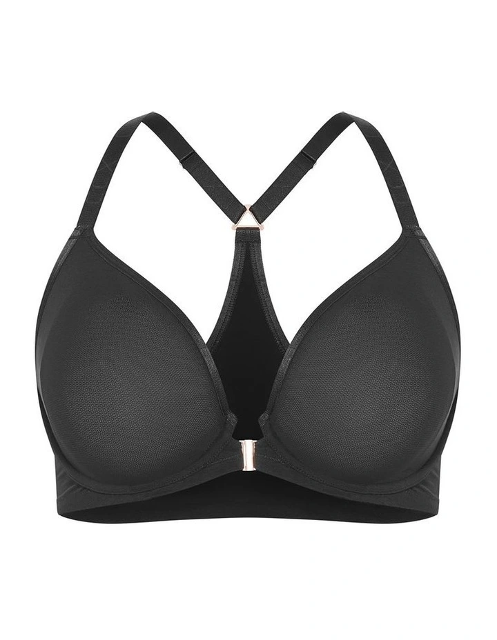 Signature Mesh Plnge Underwire Bra in Black image 3