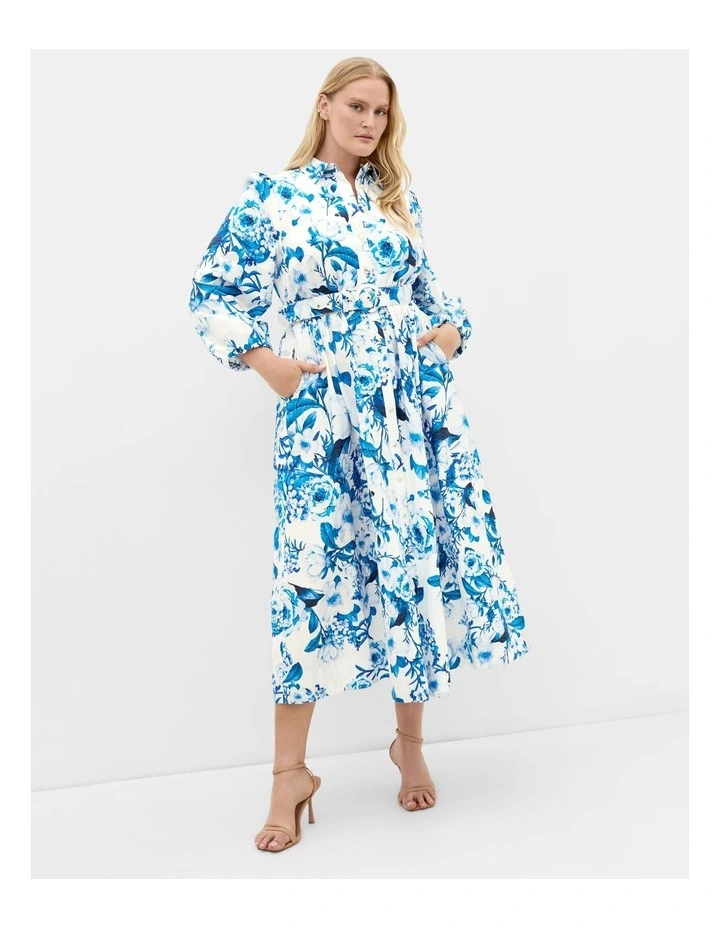 Elysia Print Midi Dress in Bluebell image 1