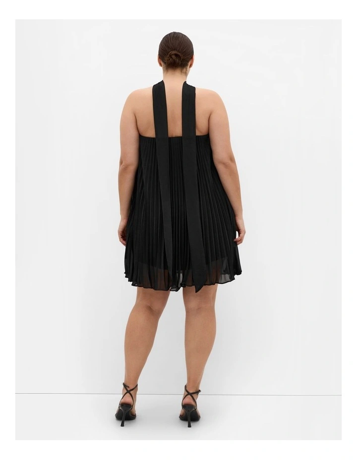Aida Sleeveless Pleat Mini Dress in Black image 2
