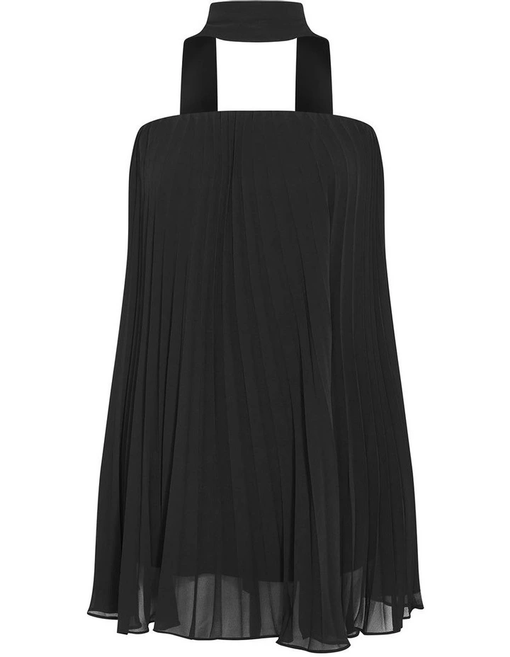 Aida Sleeveless Pleat Mini Dress in Black image 3