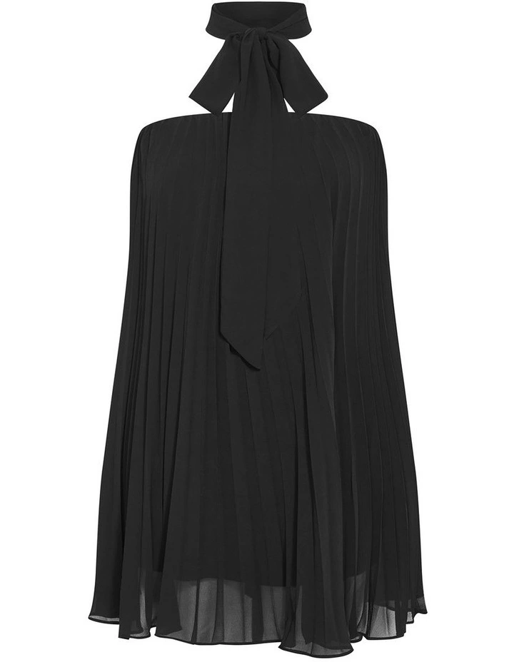 Aida Sleeveless Pleat Mini Dress in Black image 4