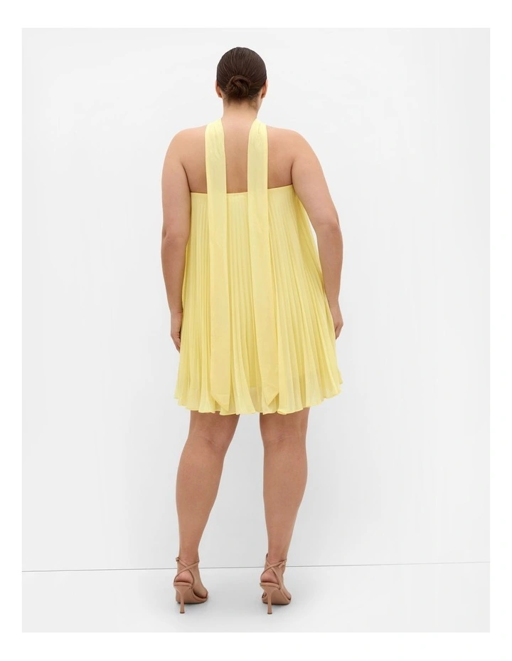 Aida Strapless Pleat Mini Dress in Lemon Zest image 2