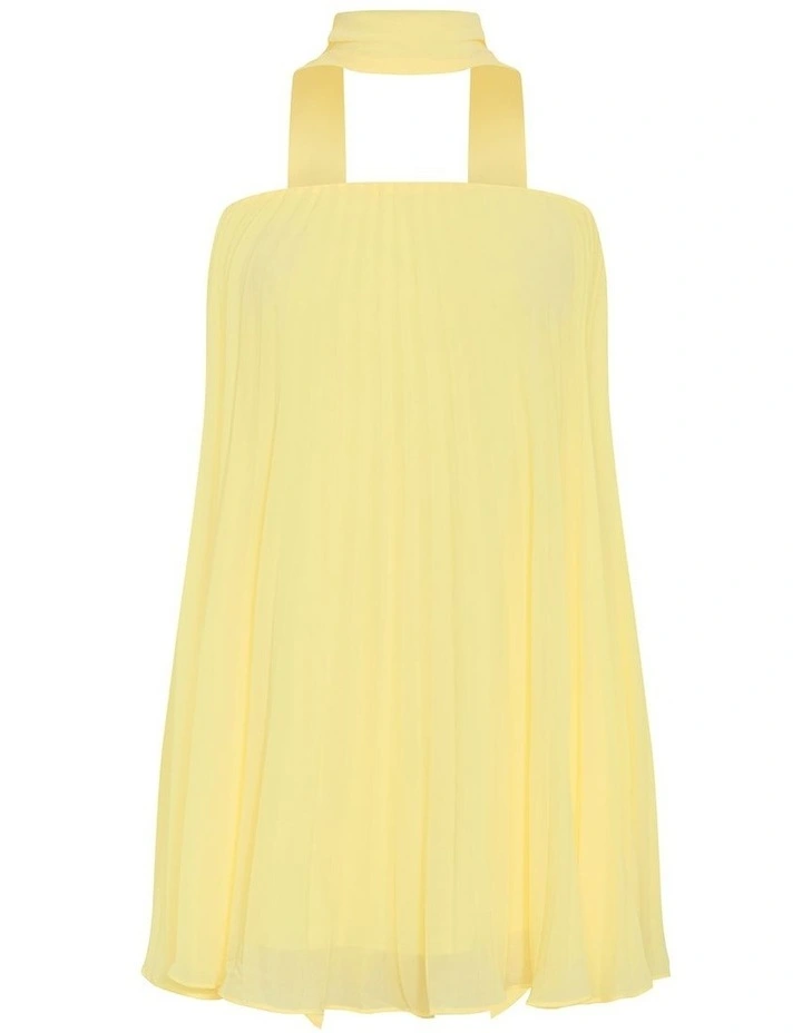 Aida Strapless Pleat Mini Dress in Lemon Zest image 3