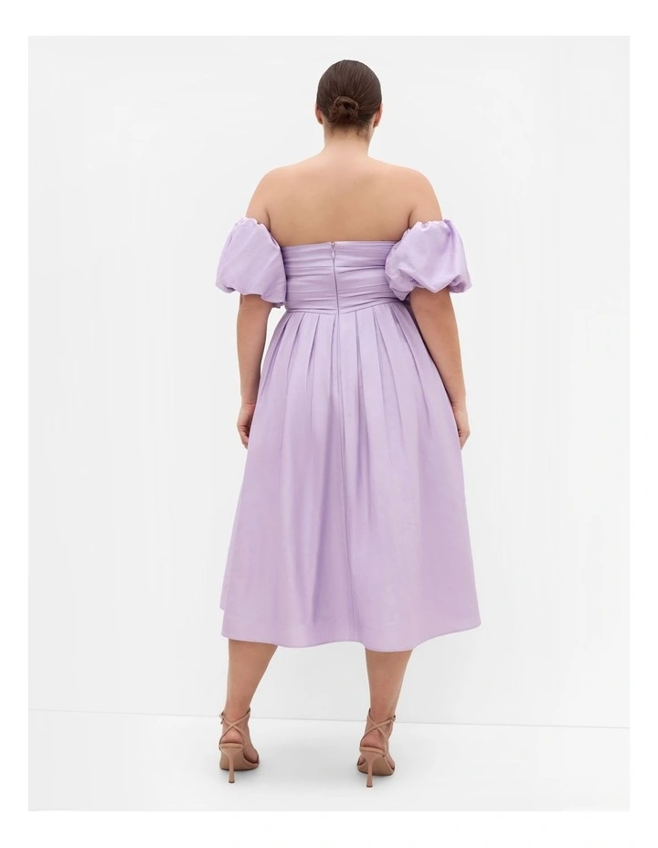 Rosalee Puff Sleeve Midi Dress in Lilac image 2