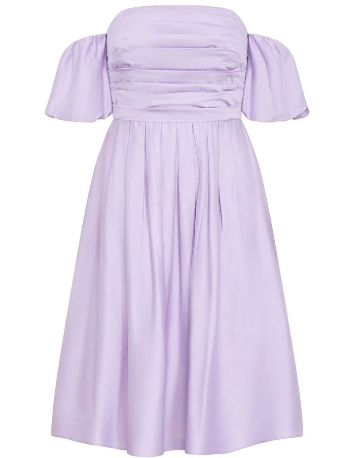 Rosalee Puff Sleeve Midi Dress in Lilac image 3