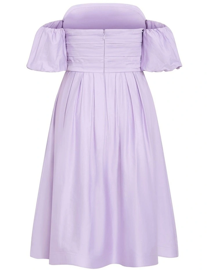 Rosalee Puff Sleeve Midi Dress in Lilac image 4