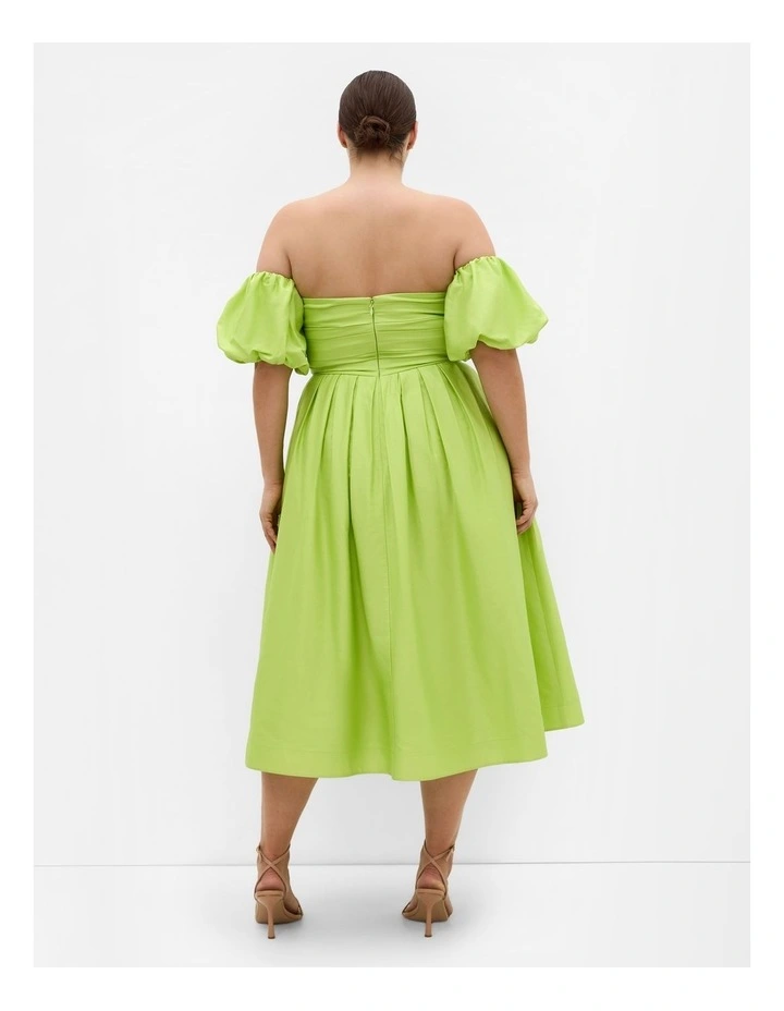 Rosalee Puff Sleeve Midi Dress in Pistachio image 2