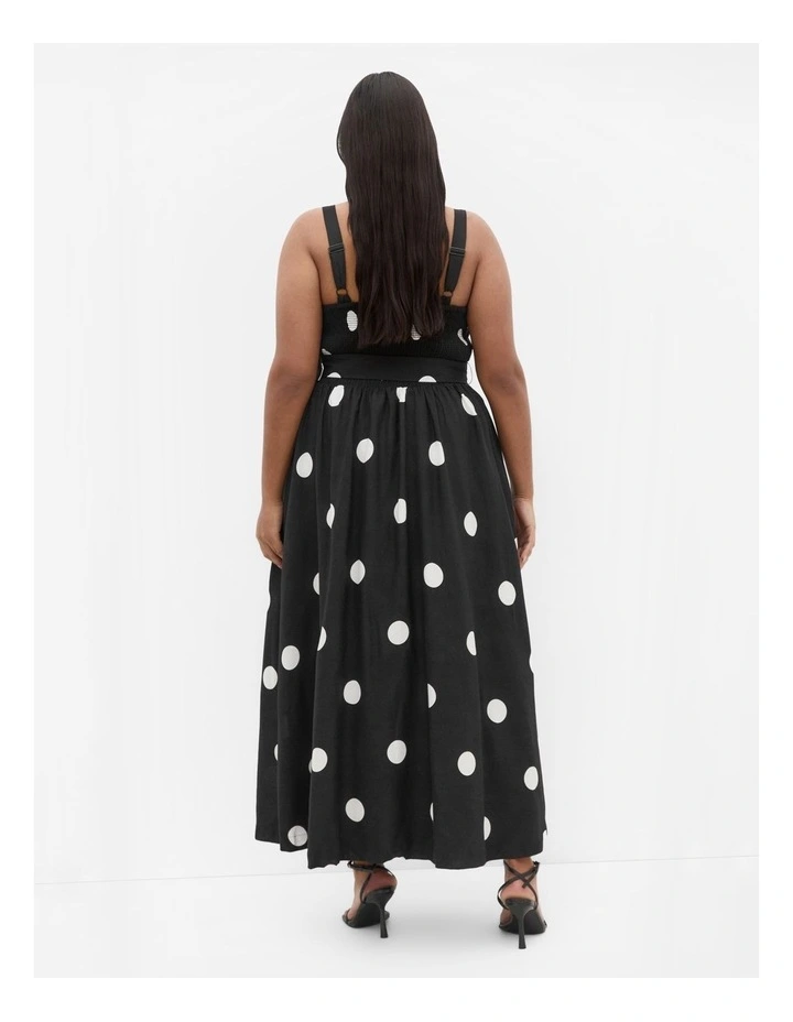 Collins Spot Print Belted Maxi Dress in Black image 2