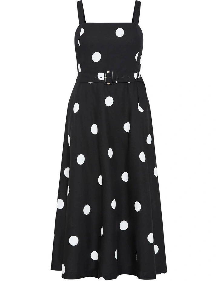 Collins Spot Print Belted Maxi Dress in Black image 3