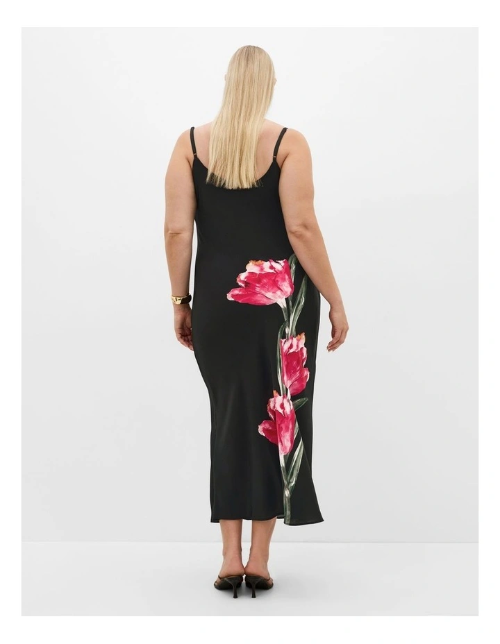 Averi Placement Slip Dress in Black image 2