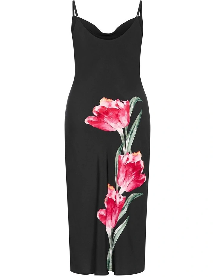 Averi Placement Slip Dress in Black image 4