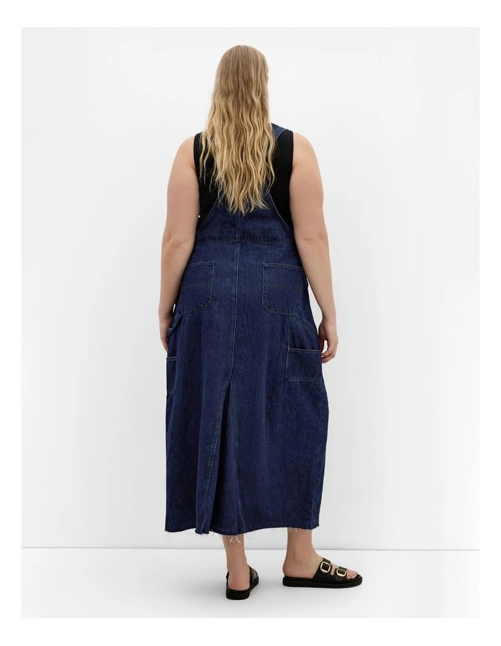 Pinafore Denim Maxi Dress in Dark Wash image 2