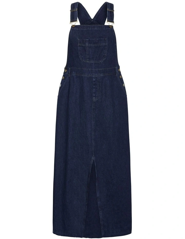 Pinafore Denim Maxi Dress in Dark Wash image 3