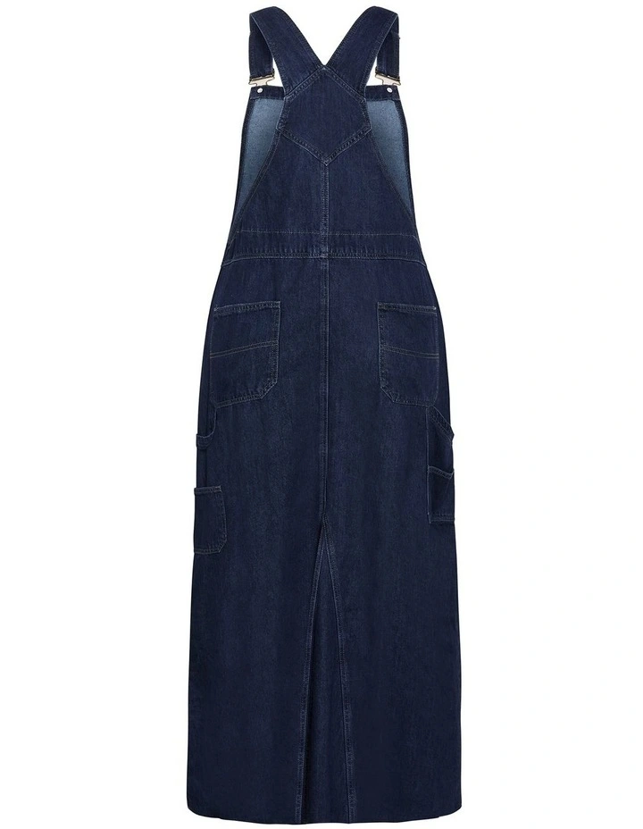 Pinafore Denim Maxi Dress in Dark Wash image 4