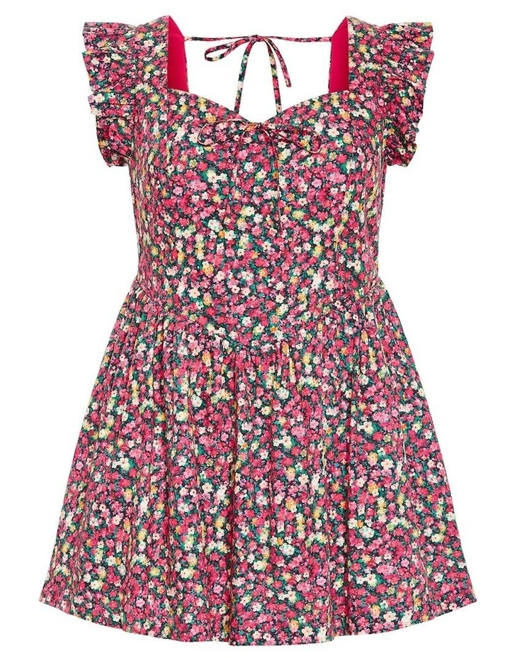 Garden Ditsy Print Ruffle Mini Dress in Pink image 3