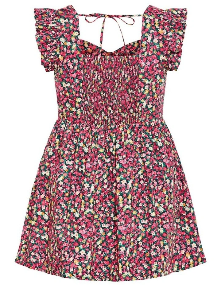 Garden Ditsy Print Ruffle Mini Dress in Pink image 4