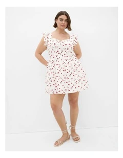 Cherry Print Mini Dress in Ivory