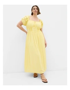 Abbie Lace Trim Maxi Dress in Lemon