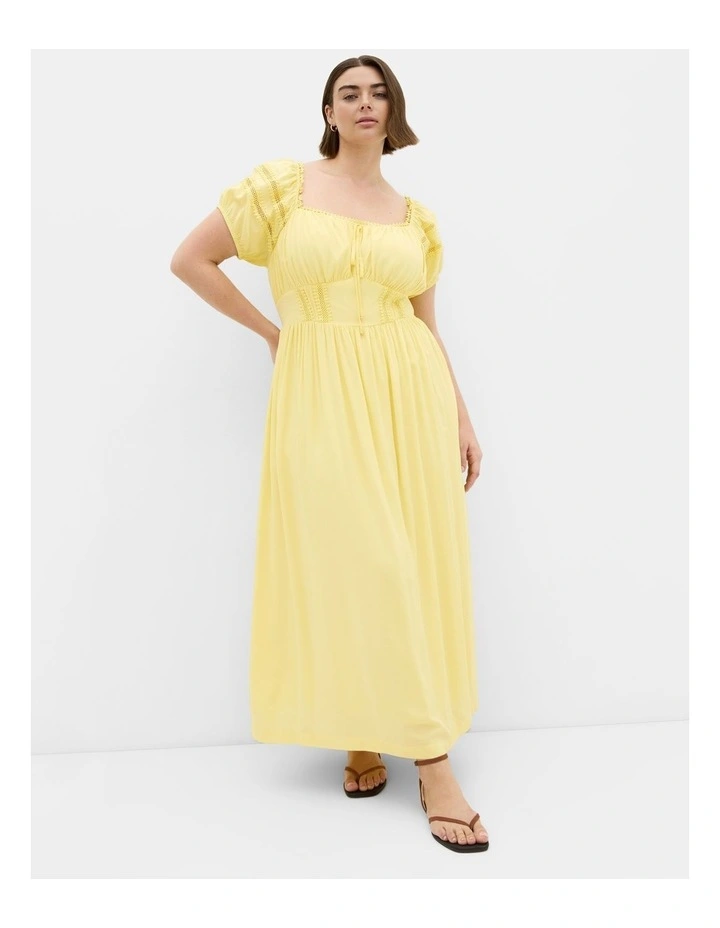 Abbie Lace Trim Maxi Dress in Lemon image 1