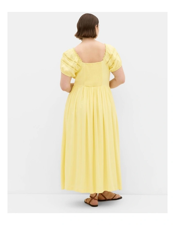 Abbie Lace Trim Maxi Dress in Lemon image 2