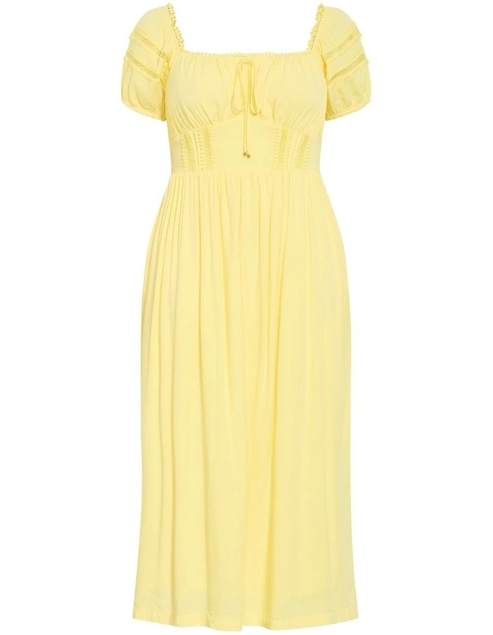 Abbie Lace Trim Maxi Dress in Lemon image 3