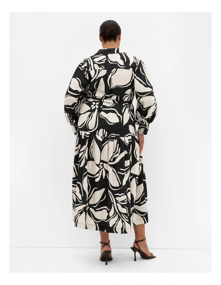 Kinsley Mono Print Midi Dress in Bone image 2