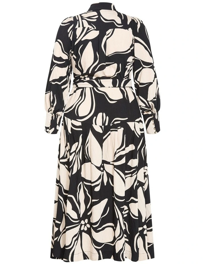 Kinsley Mono Print Midi Dress in Bone image 4