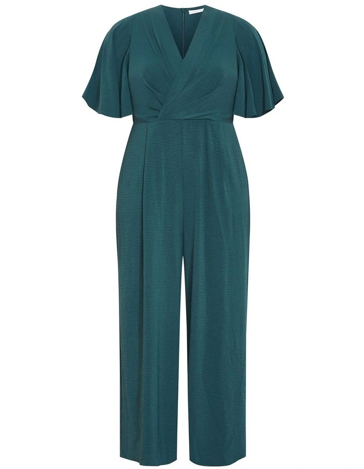 Braelynn V Neck Jumpsuit in Emerald image 3